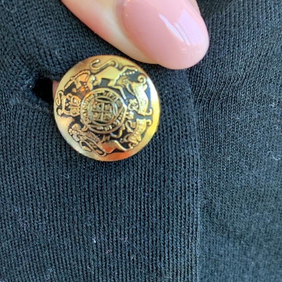 Bloomingdale's Wool Vintage Black Gold Button Military Jumpsuit sz 12 - Picture 3 of 10